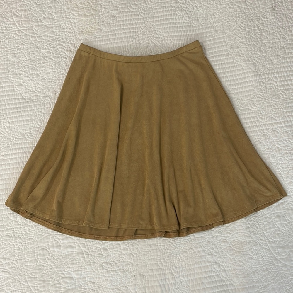 Tan Suede Skater Skirt